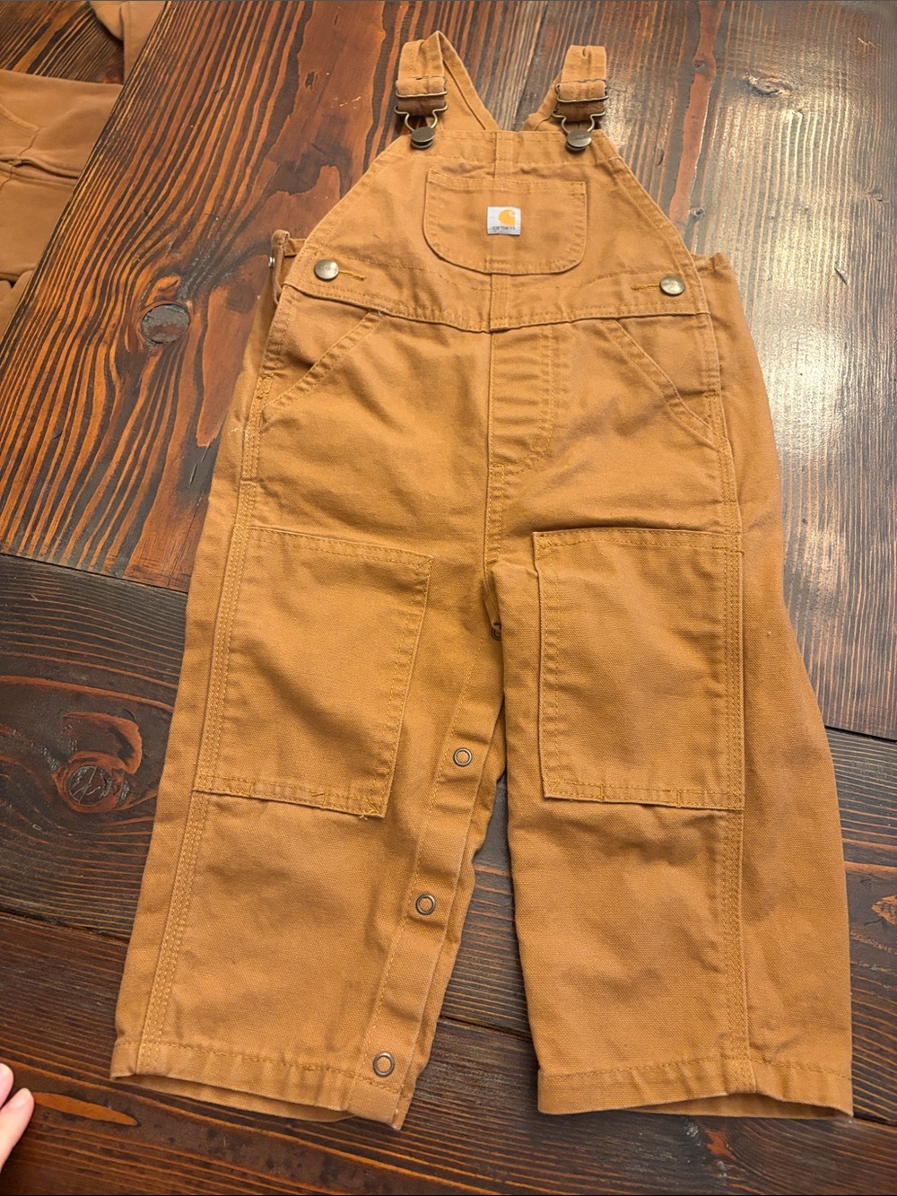 Carhartt Kids Caramel Brown Canvas Overalls with Pockets